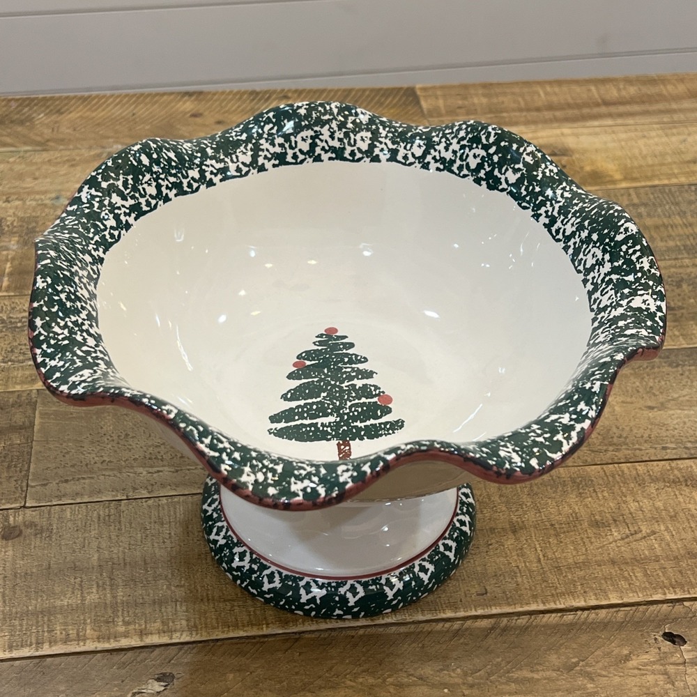 Furio Christmas Tree Center Bowl Centerpiece Pedestal Compote 1997 Made in Italy